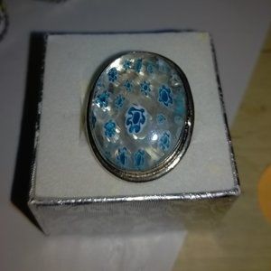 Size 8 .925 Hand-made Millefiori Glass Ring
